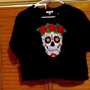 Day of the dead cropped t-shirt